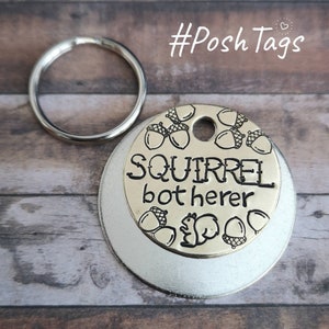 Squirrel botherer - acorns - funny cat dog tag pet tag ID #PoshTags Collar Christmas Gift Idea
