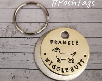 Wigglebutt - add your pet name - funny cute dog pet tag sausage dog Weiner #PoshTags Collar Christmas Gift Idea