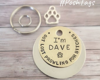 Se perdió buscando perras - Etiqueta de identificación para mascotas de perro y gato #PoshTags Collar Idea de regalo de Navidad