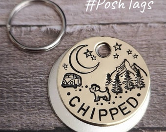 Tiny Microchip Dog Tag Microchipped Tag Hand Stamped Heart Micro Chipped Collar Charm Microchipped Cat Tag Etsy UK