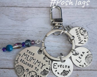This mummy/grandma/nana/nanny/granny belongs to with handmade unique beaded charm gift mother's day birthday keepsake keyring #PoshTags