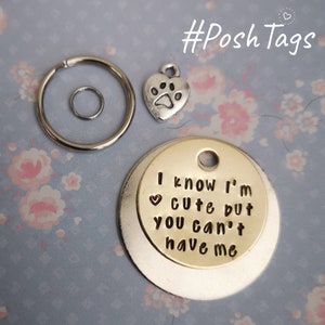 I know I&#39;m cute but you can&#39;t have me - cat dog tag pet tag ID #PoshTags Collar Christmas Gift Idea