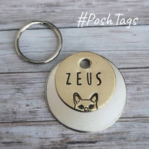 Peeping cat ID tag smaller suitable for cat kitten ID tag #PoshTags Collar Christmas Gift Idea