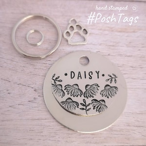 All the daisies - daisy flower echinacea - 3 sizes & colour variations - pet cat dog ID tag #PoshTags Collar Christmas Gift Idea