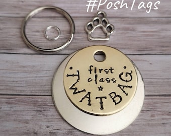 First class TwatBag- funny rude - pet cat dog ID tag - 3 sizes  #PoshTags Collar Christmas Gift Idea