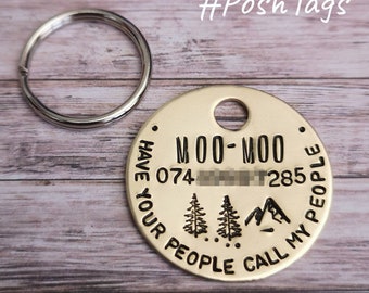 Single disc - M/L - have your people call my people - brass or silver - pet cat dog ID tag #PoshTags Collar Christmas Gift Idea