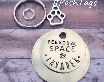 Personal Space Invader - empreinte de patte - chat chien étiquette ID #PoshTags collier idée cadeau de Noël