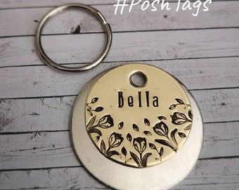 A Bunch of Tulips tag - 3 sizes - dog cat pet tag hand stamped #PoshTags Collar Christmas Gift Idea