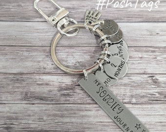 Sobriety journey keyring markers achievement milestone CUSTOMISABLE stainless steel #PoshTags