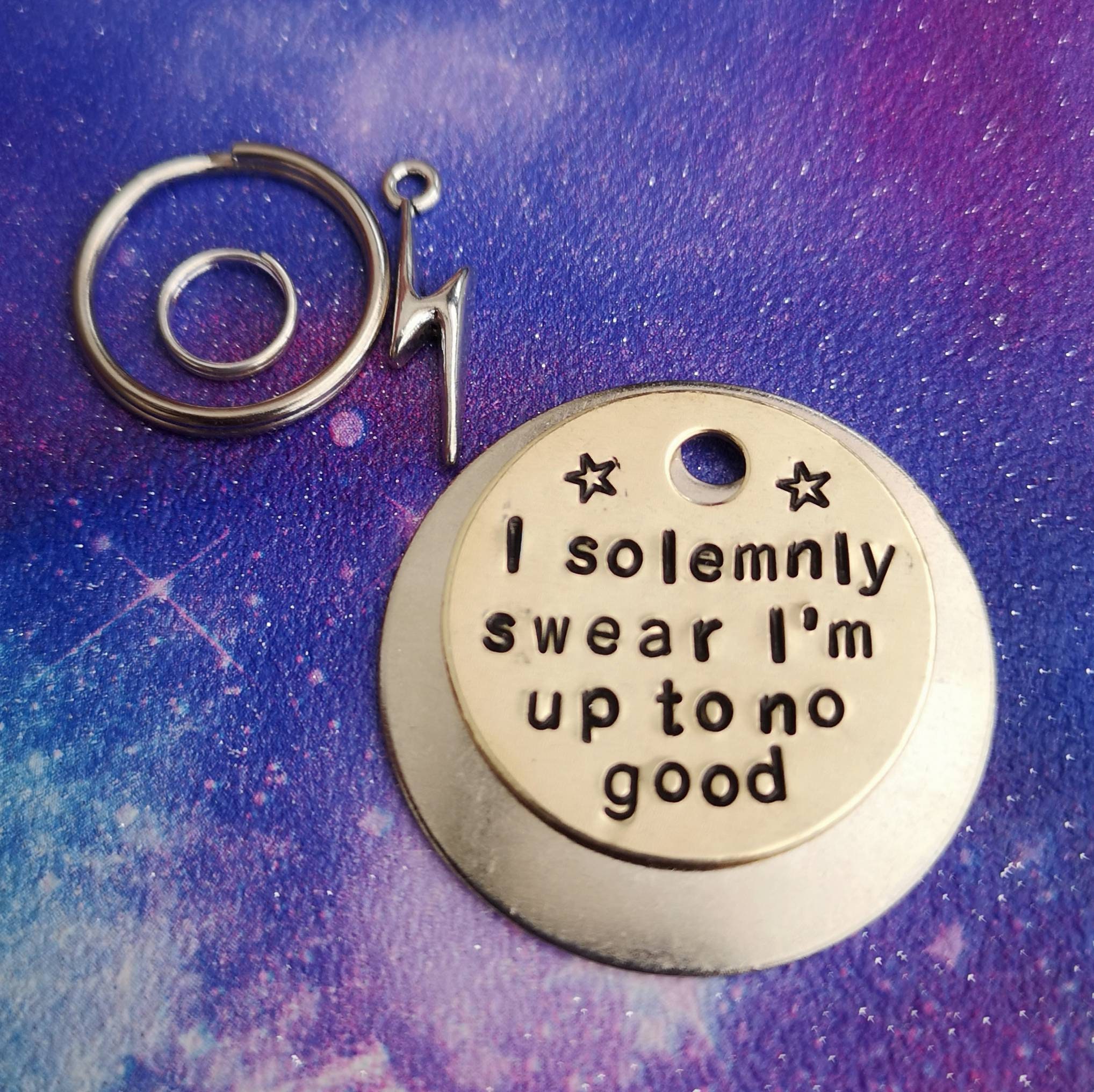 I solemnly swear hand stamped pet cat dog ID tag #PoshTags