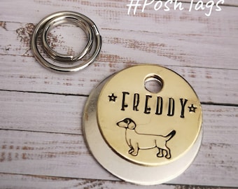 Dachshund sausage dog Weiner pet small tags dog ID tag #PoshTags Collar Christmas Gift Idea