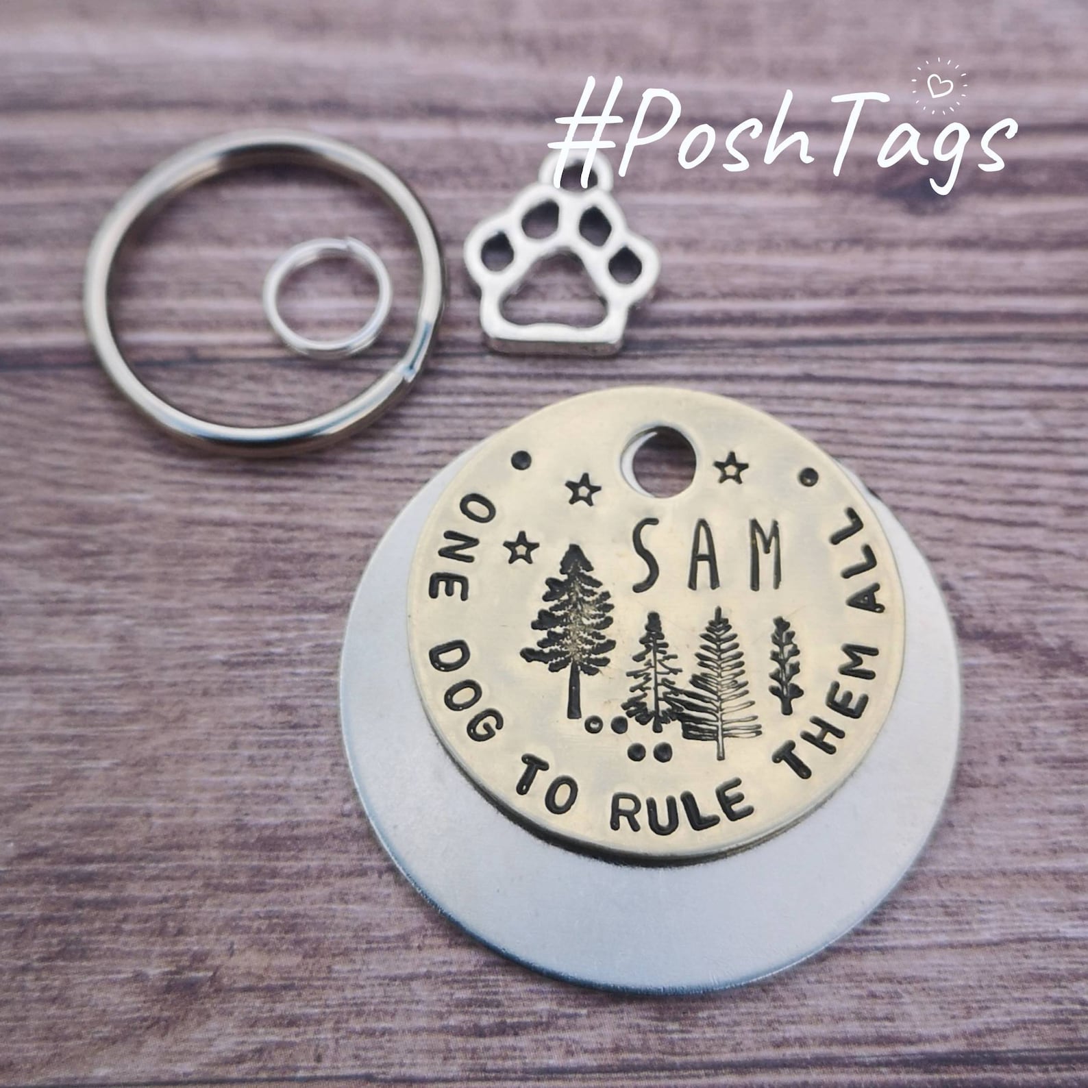 One dog to rule them all hand stamped dog tag pet tag Collar image 1