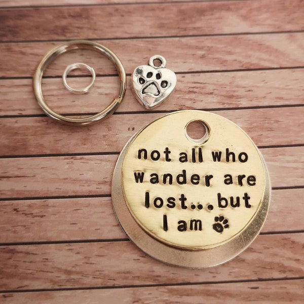 Not all who wander are lost - cat dog pet tag ID - 3 SIZES #PoshTags Collar Christmas Gift Idea