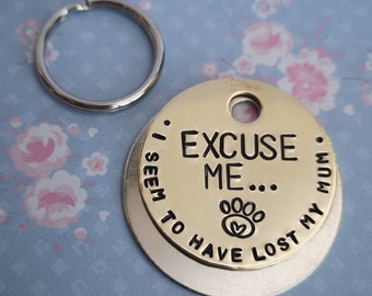 Excuse me I seem to have lost my mum - dog pet tag hand stamped #PoshTags Collar Christmas Gift Idea