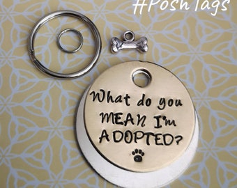 What do you MEAN I'm ADOPTED?!?! Funny rescue dog pet ID tag #PoshTags Collar Christmas Gift Idea