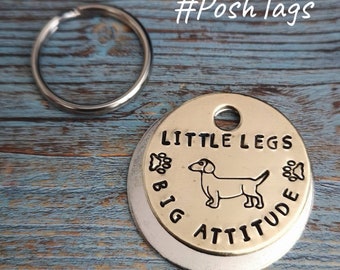 Little legs big attitude - dachshund - funny cute dog pet tag sausage dog Weiner #PoshTags Collar Christmas Gift Idea
