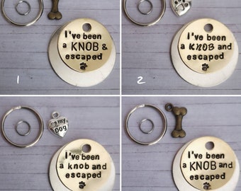 He sido una perilla y escapé - ID de etiqueta de mascota de etiqueta de perro de gato #PoshTags Collar Idea de regalo de Navidad
