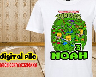 Iron On TMNT Birthday Shirt, Ninja Turtle Iron On Transfer, Ninja Turtle Birthday Boy Iron On Transfer, Personalize