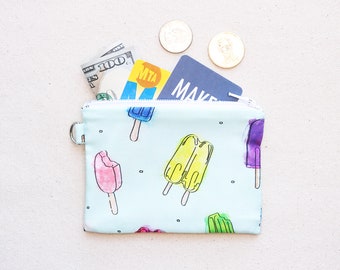 Summer Ice Pop Graphic 100% Cotton Fabric Zipper Pouch, Coin Pouch, Coin Purse, Double Layer, Gifts for Her