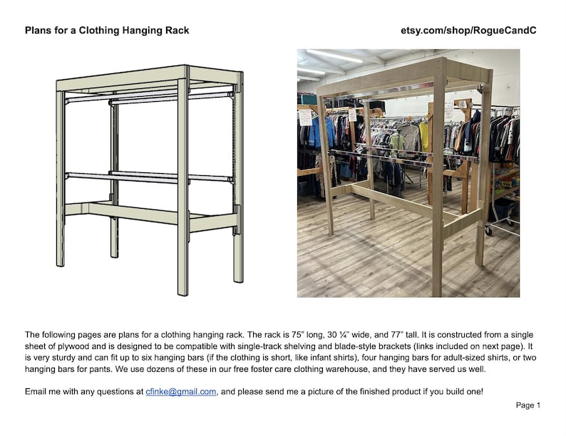Plan Hanging Rack Plans for a Clothing Hanging Rack (PDF) - Etsy
