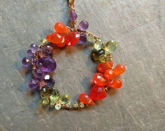Carnelian, Amethyst and Peridot necklace