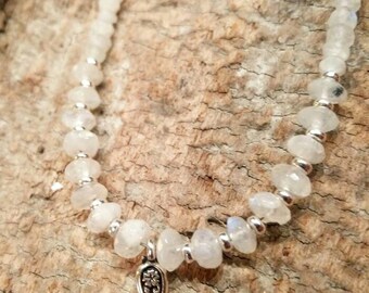Moonstone necklace and wrap bracelet