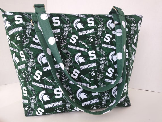 Large MSU Tote Bag Large MSU Purse Zippered Michigan State | Etsy