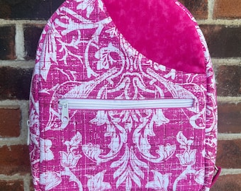 Handmade Passion Pink Floral Mini Backpack Purse: 10x8x2"