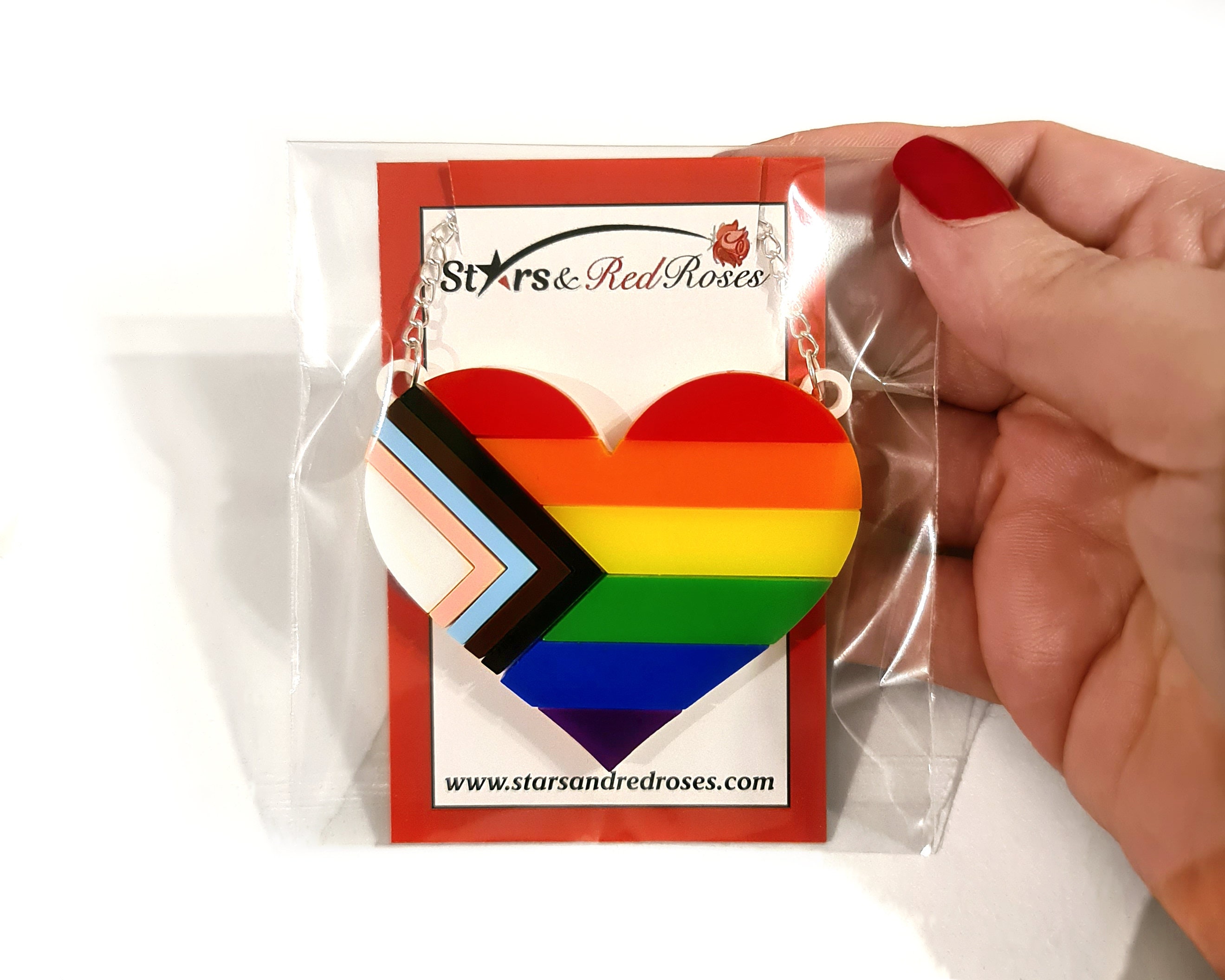 Progress Pride Flag Heart Brooch / Rainbow LGBT Laser Cut - Etsy