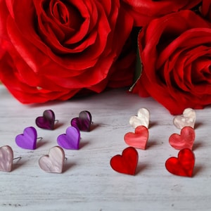 Boucles d&#39;oreilles coeur en acrylique / Bijoux en acrylique
