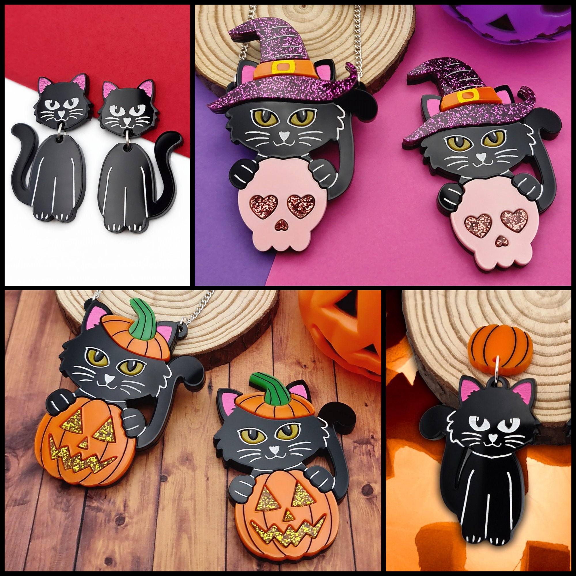 Orecchini Pendenti In Acrilico Con Gatto E Fiori, Design Bohémien, Leggeri, Regalo Per Amanti Dei Gatti