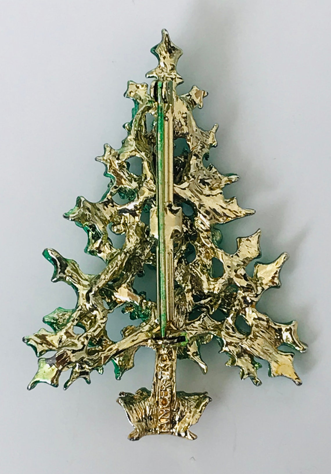 Vintage Tancer II Holly Leaf Christmas Tree Brooch Gold Tone Etsy