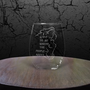 Wine Glasses Mermaid Ariel I Want to be Where the People Aren't Wine Glass, Personalized Wine Glass image 2