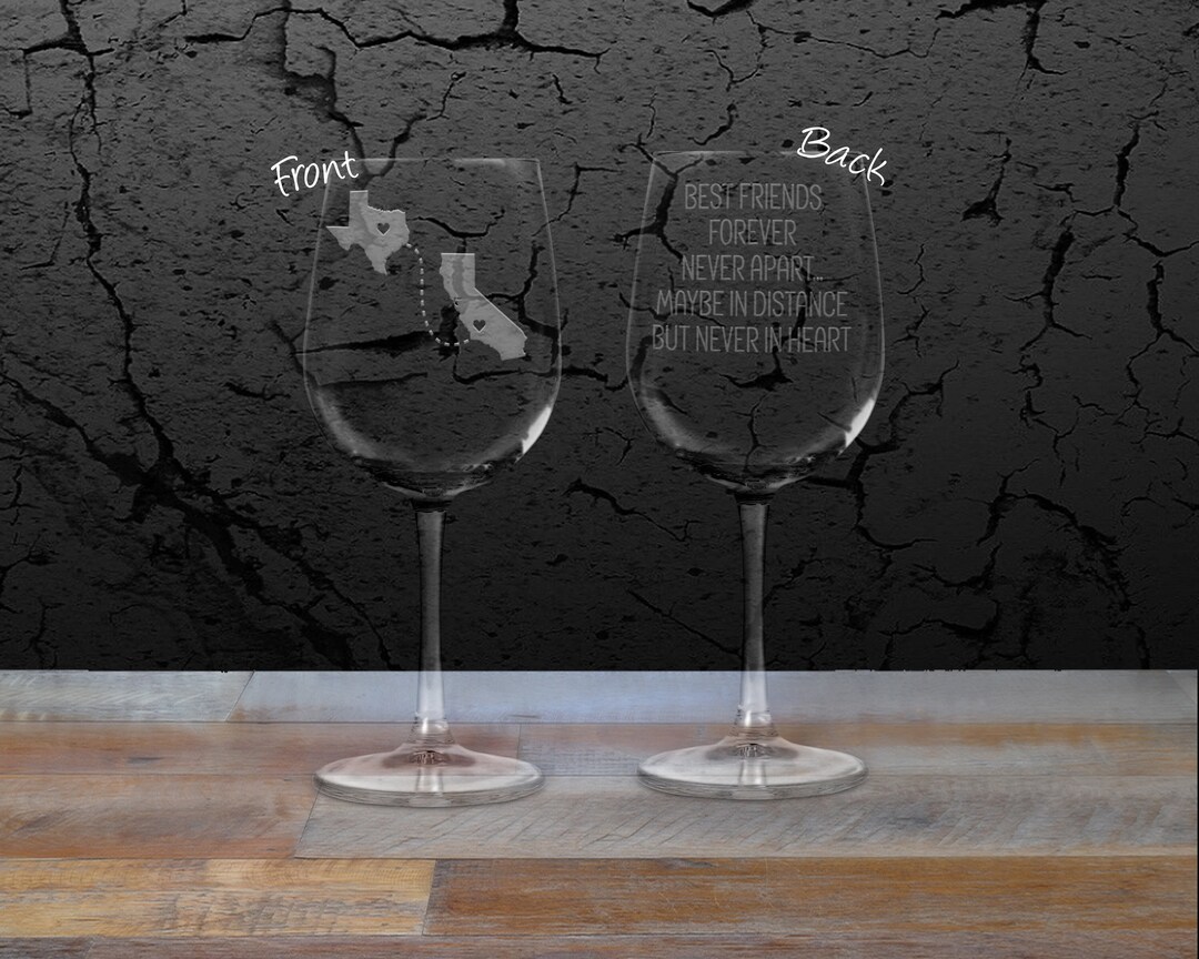 Long Distance Best Friends Wine Glass Wine Glass, Personalized Wine