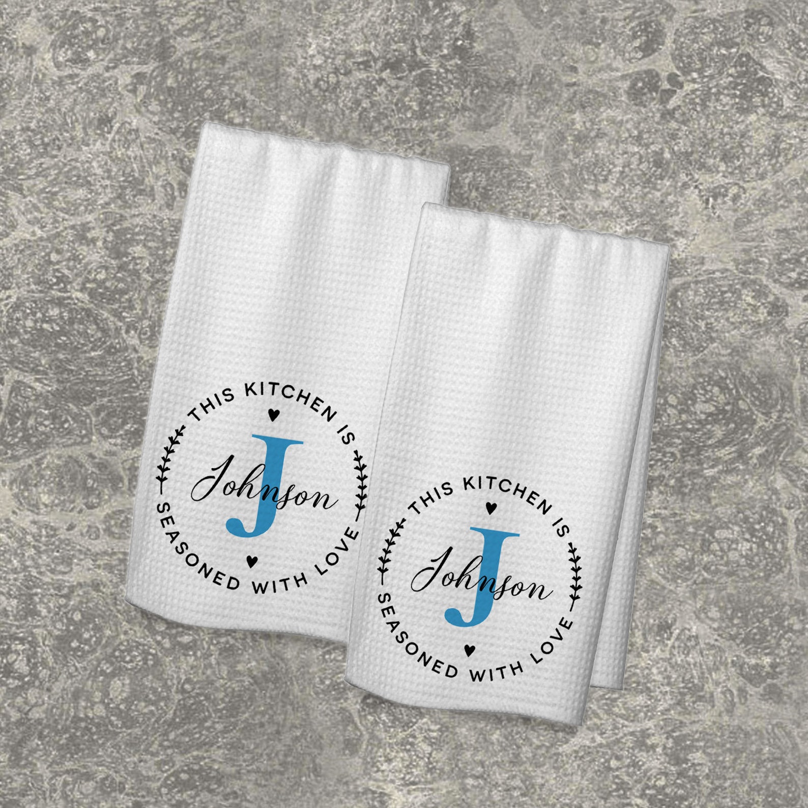 Personalized Dish Towel Family Name Kitchen Towel Seasoned Etsy