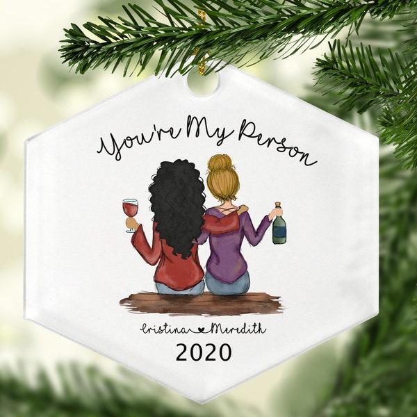 Best Friend Ornament, Christmas Ornament,  Portrait Ornament, You're My Person Christmas Ornament, Family Characters Ornament