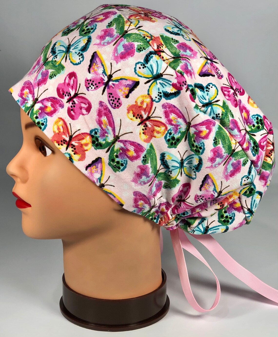 Scrub Hat Puffy Style Adjustable Drawstring Tieback Ribbon Etsy