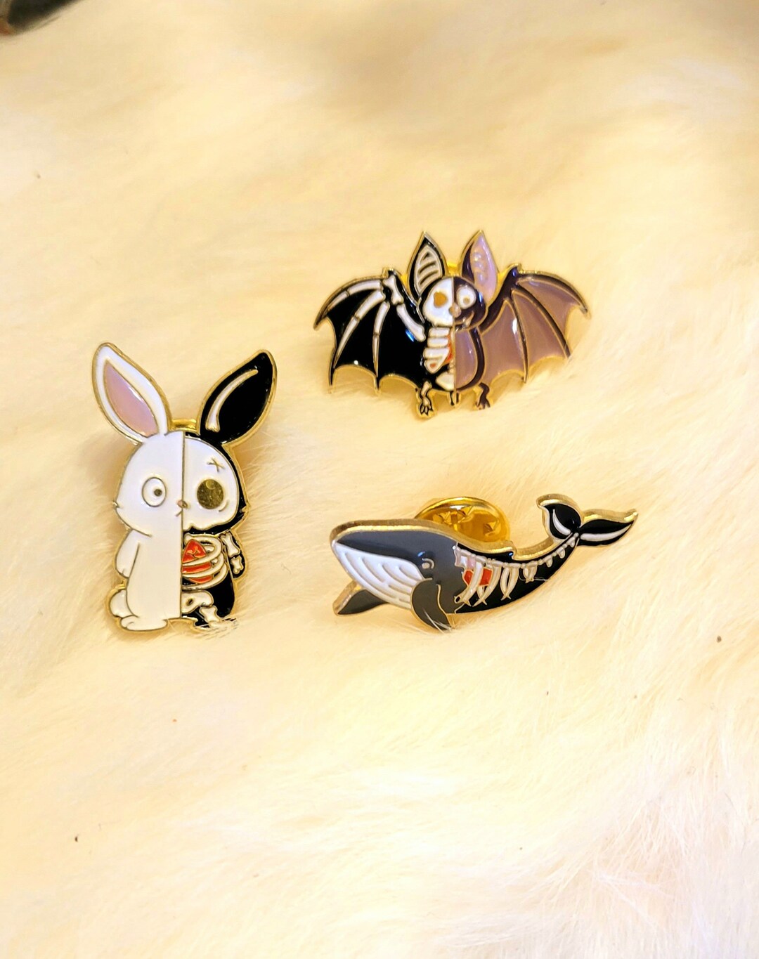 Half Skeleton, Animal, Anatomy, Bat, Rabbit, Whale, Pins - Etsy