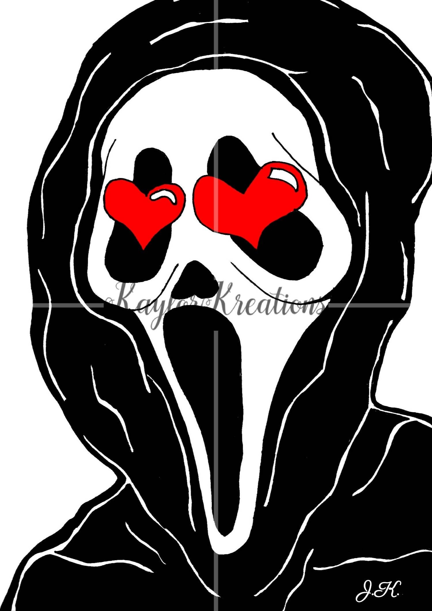 Ghostface Scream Heart Eyes Art Print 