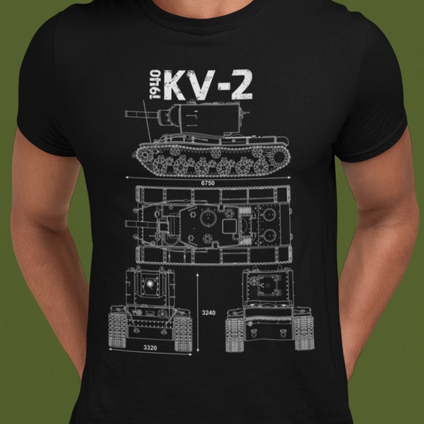 Vintage KV-2 1940 Tank Shirt -Technical Design - Military History Tee for Tank Enthusiasts - Armored Apparel for History Buffs - Soviet Tank