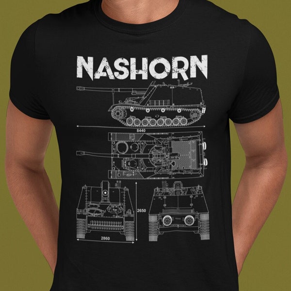 PaK43/1 Nashorn Tank Technical Print Tee - Military Vintage, Veteran Day, Gift for him, Army T-shirt, Military Camo Shirt,