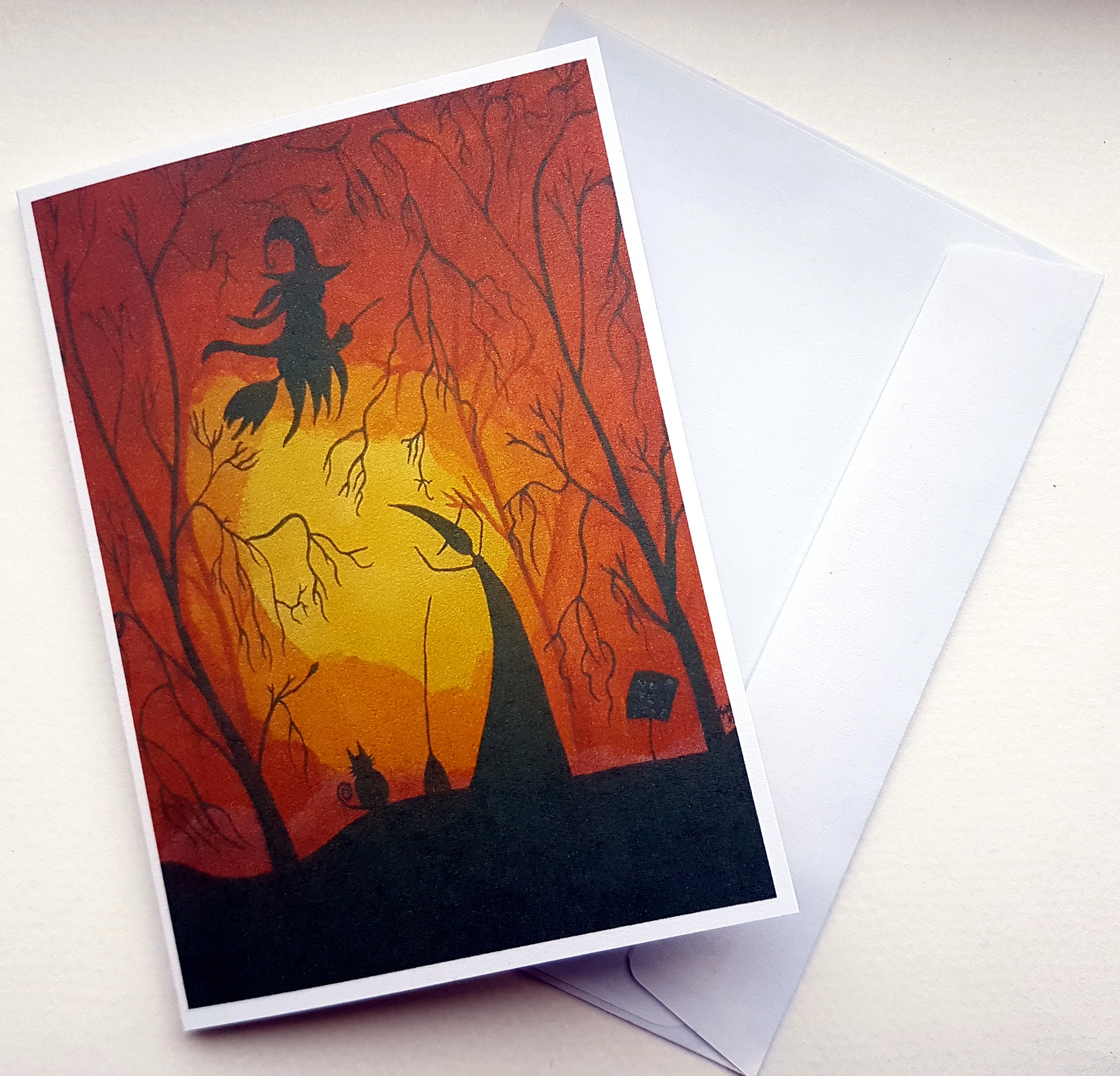 Witch Card Flying Witch Pagan Card Samhain Card Halloween - Etsy UK