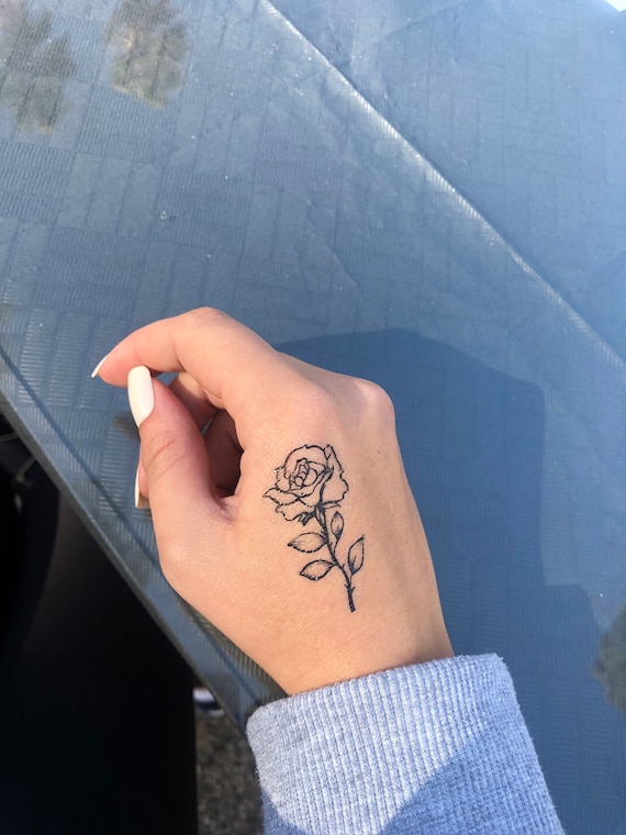 Set of Two Small Rose Temporary Tattoos / Hand Drawn Temporary - Etsy Set of Two Small Rose Temporary Tattoos / Hand Drawn Temporary - Etsy