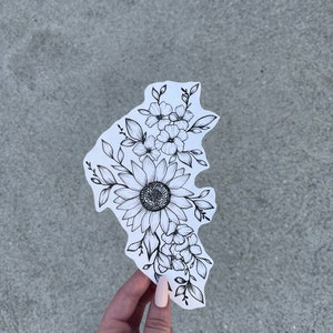 Large Floral Sunflower temporary tattoo / Hand Drawn Temporary Tattoo / Realistic floral temporary tattoo