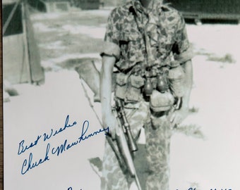 102 Confirmed kills Vietnam USMC Sniper Chuck Mahwhinney signed COPY 8x10 - 256 Unconfirmed