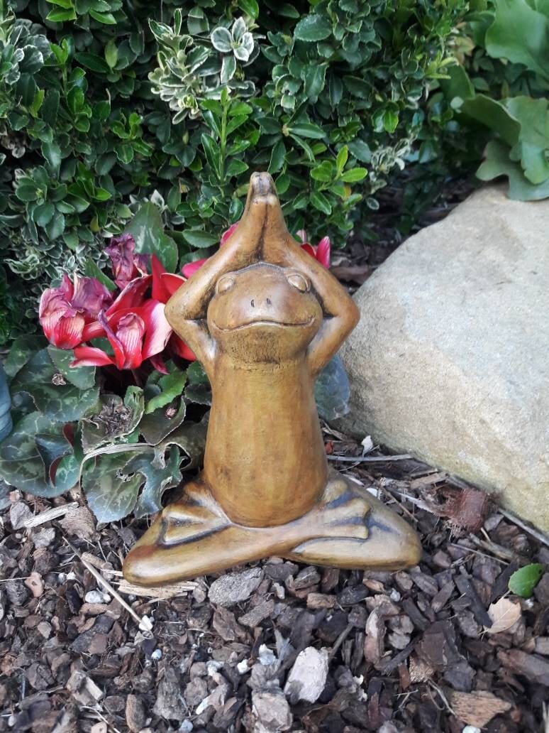 Namaste Yoga Zen Meditation Yoga Frog Garden Statue Etsy