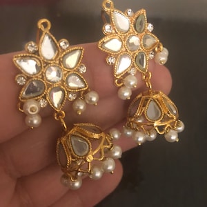 Small Kundan Jhumka Earrings: Indian Pakistani Jewelry