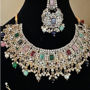 Kundan Bridal Jewelry Set: Indian/Pakistani Gold Multi-Stone