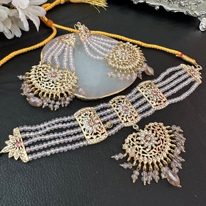 Hyderabadi Choker Set: Pink Stone Indian Jewelry