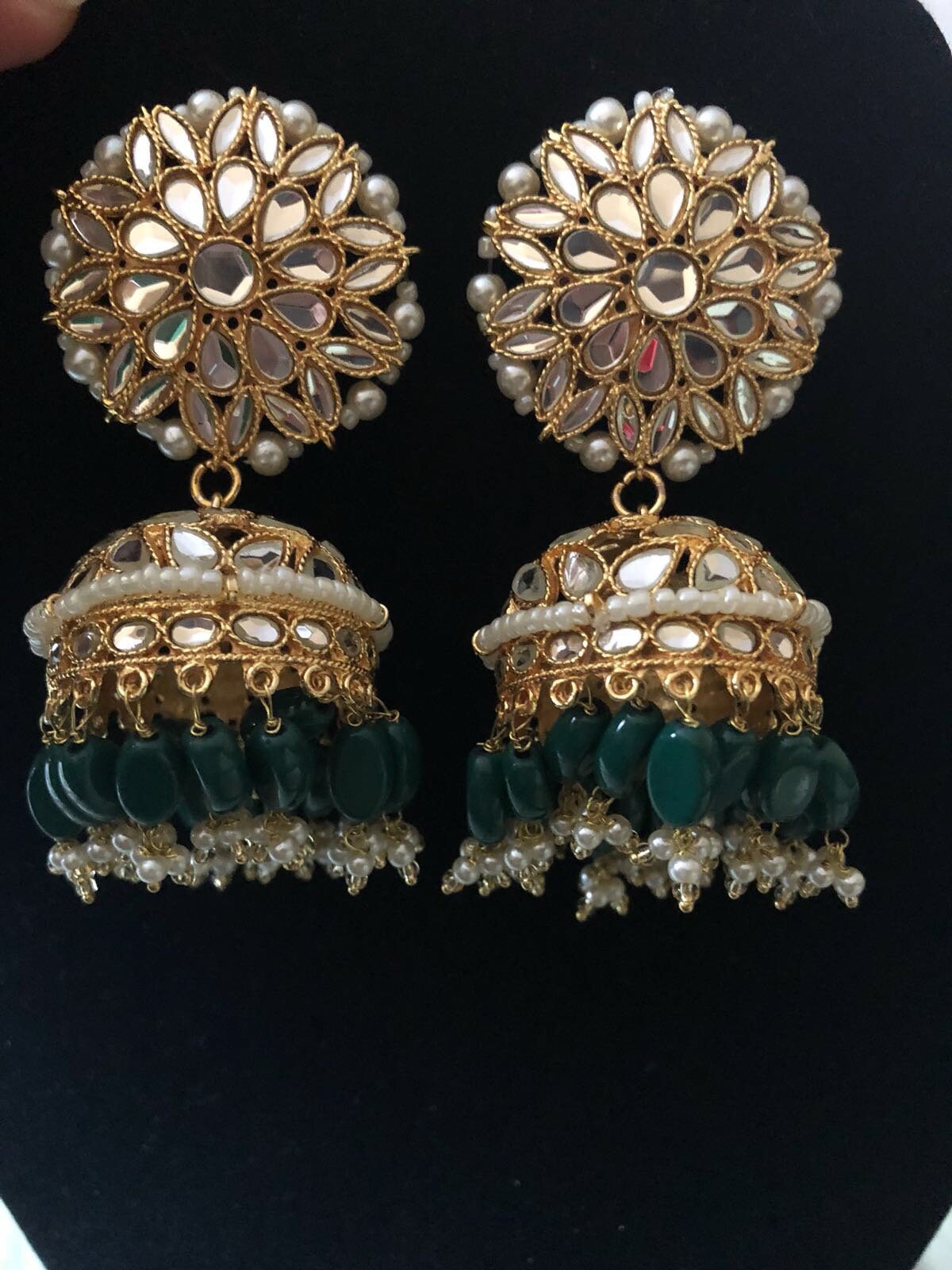 Handcrafted Kundan Jhumka ,Ethnic Kundan Jhumka,handmade jewelry,gift for bride,kundan jewellery, Pakistani jewelry,traditional jewelry,